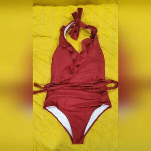 NWOT Cupshe rust color one piece swim suit